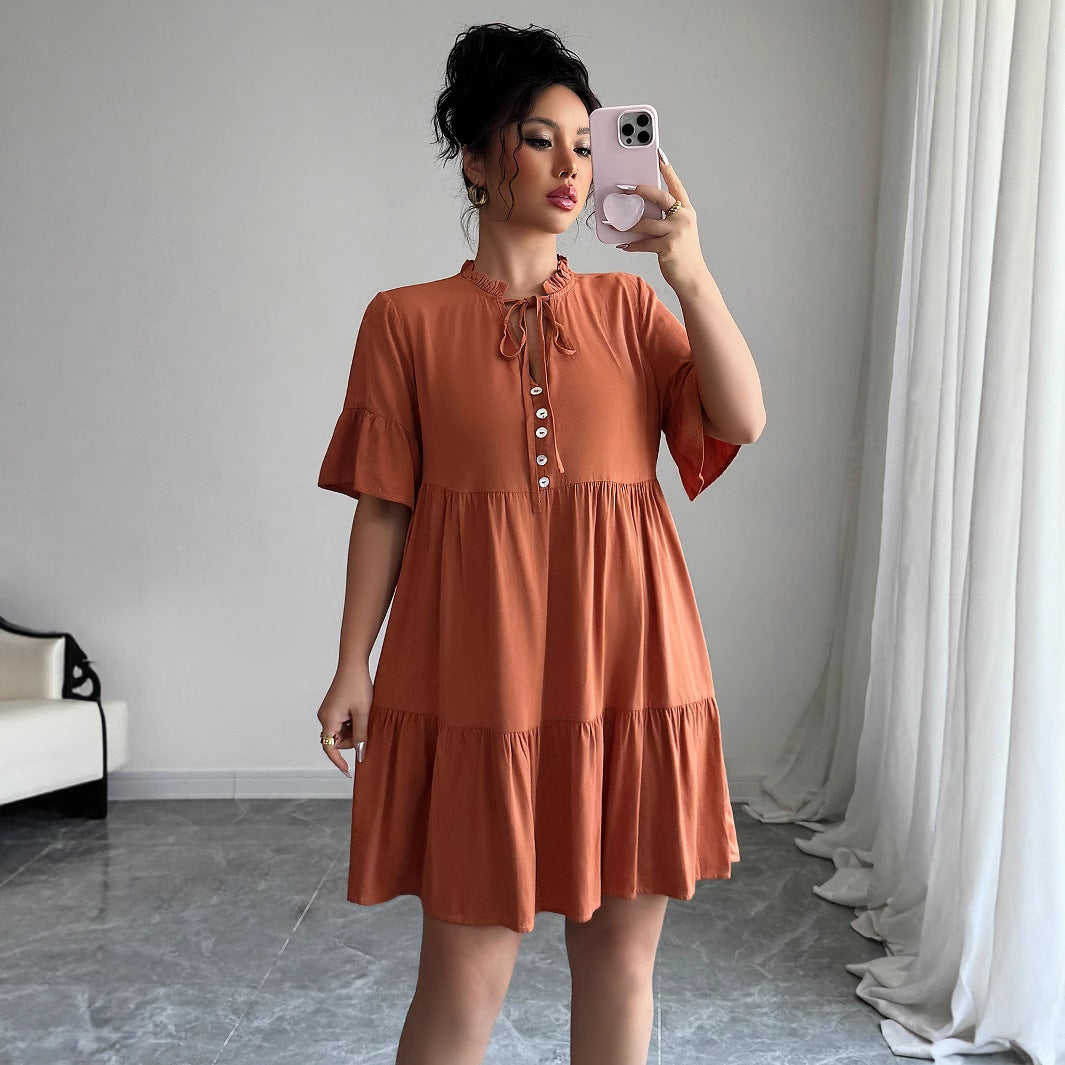 Minimalist style strap solid color dress for women