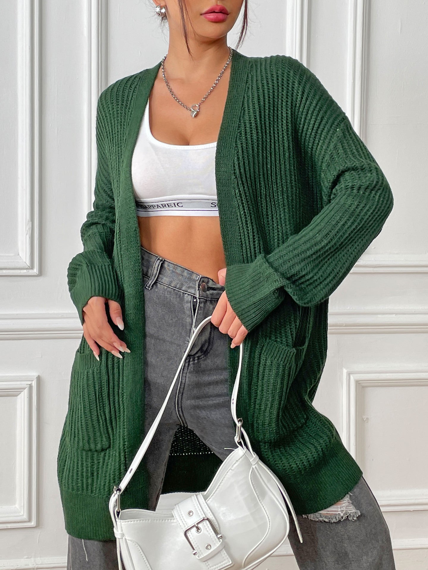 New dual pocket minimalist casual sweater cardigan