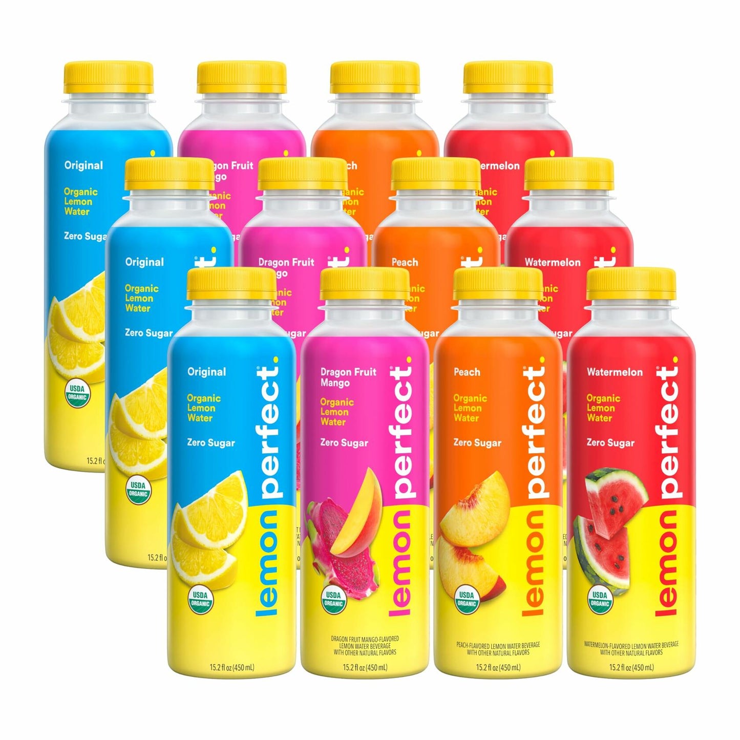 BestBy 07/2025 Lemon Perfect Organic Lemon Water 12 Pack 15.2oz 4 Flavor