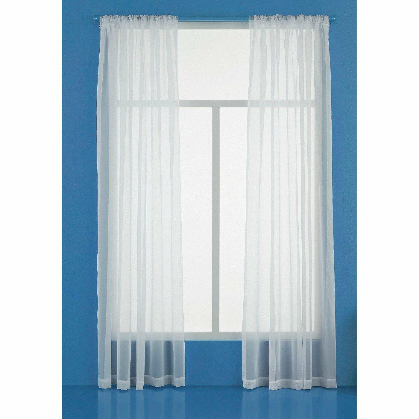Room Essentials White Voile Window Sheer Curtain 8in Width Polyester