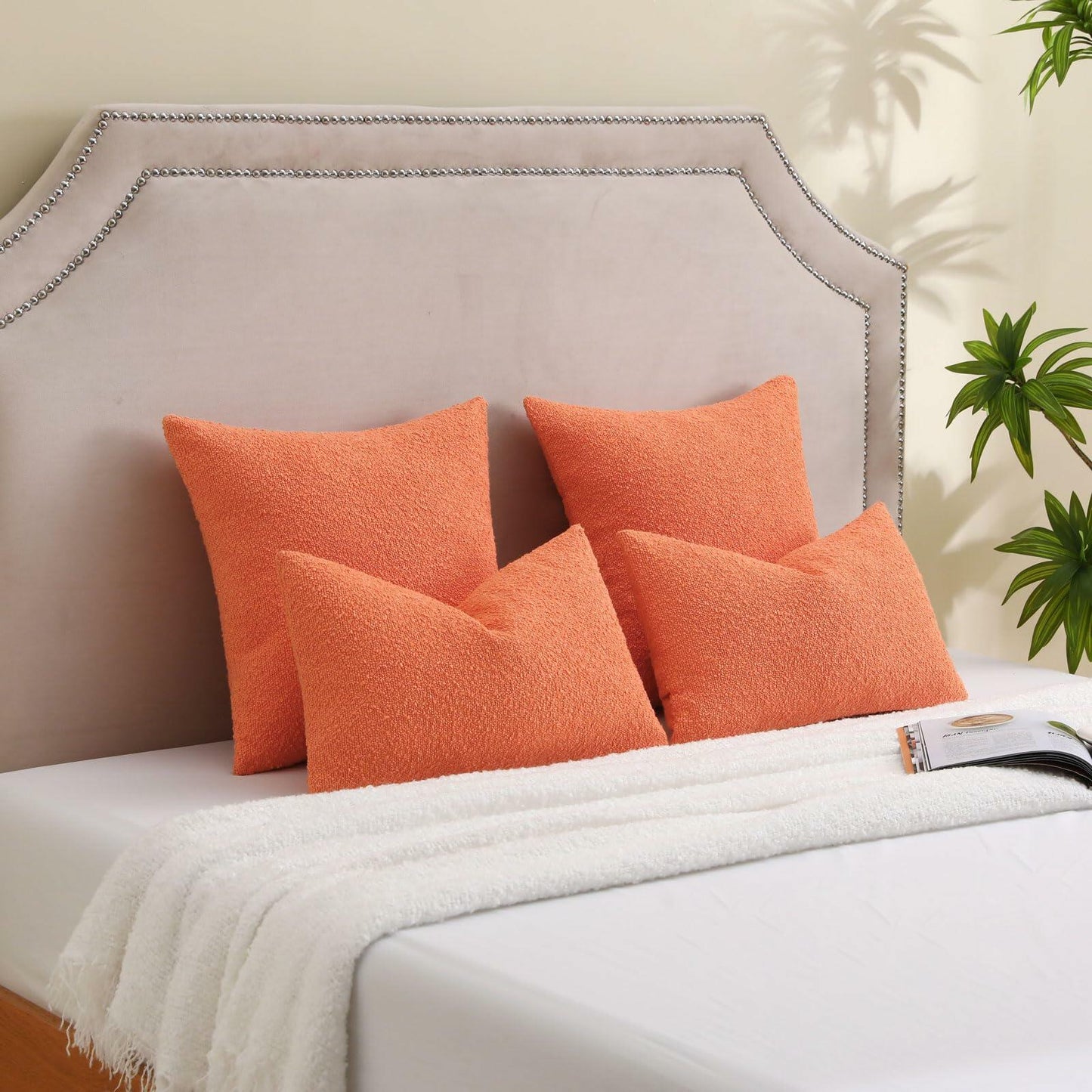 FUTEI Pack of 2 Orange Decorative Throw Pillow Covers 12x20 Inch Soft Cozy
