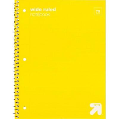 Up&up™ Wide Ruled 1 Subject Spiral Notebook Yellow 7.5x10.5 70 Pages