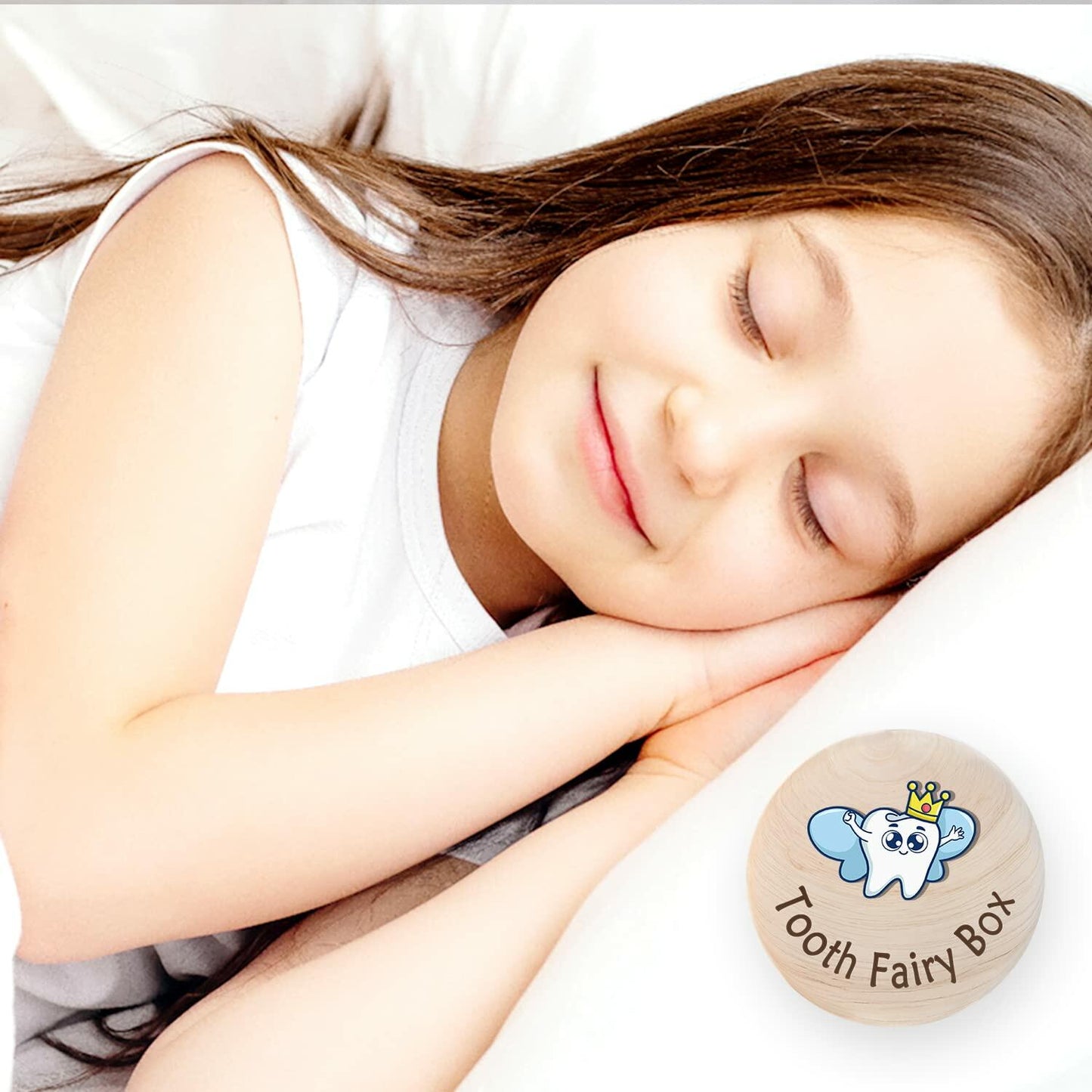 Azbuk Tooth Fairy Box Wooden Wings 3D Tooth Storage Kids Boys Girls Color 004