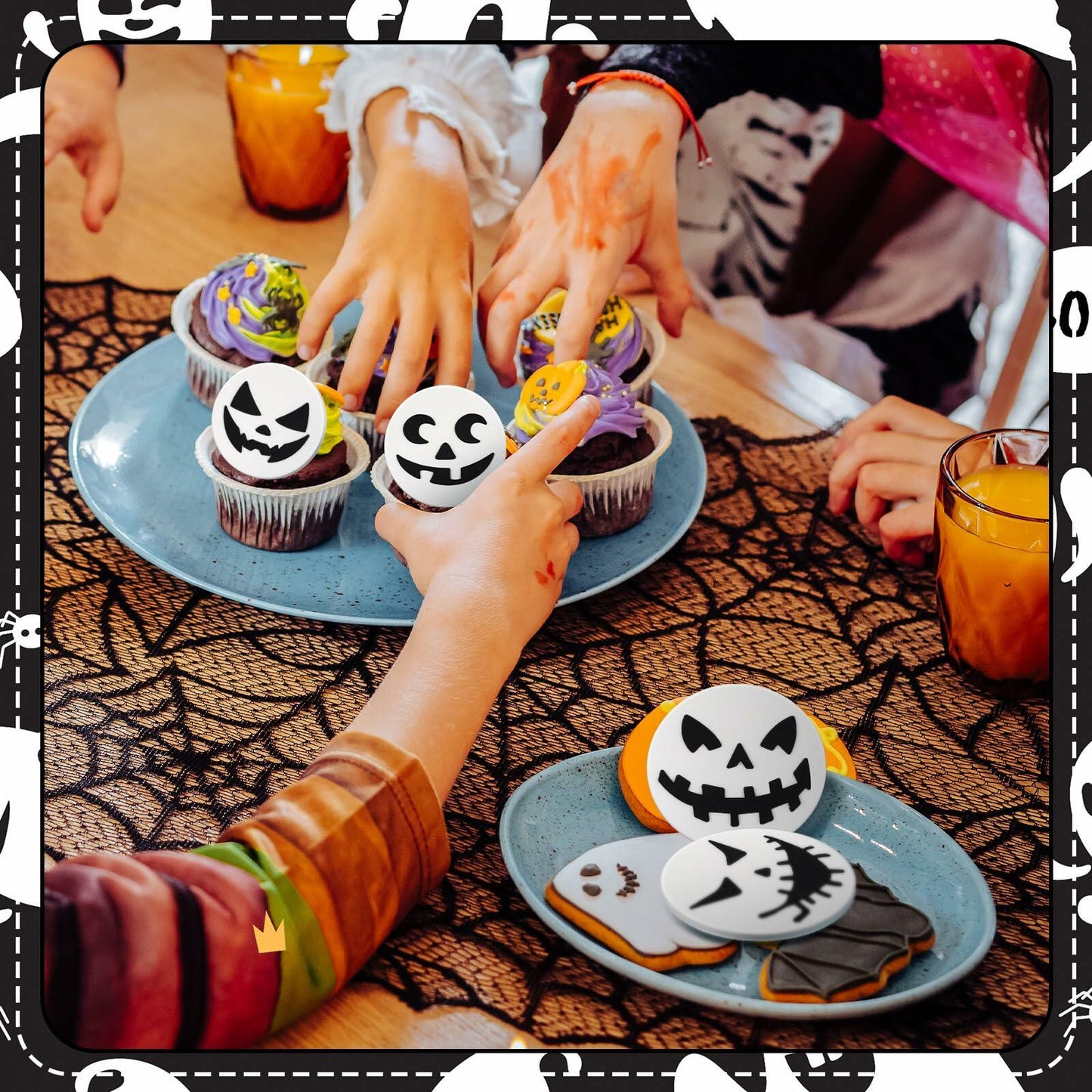 Amyhill Halloween Ghost Cupcake Toppers Rings 48 Pack Party Supplies