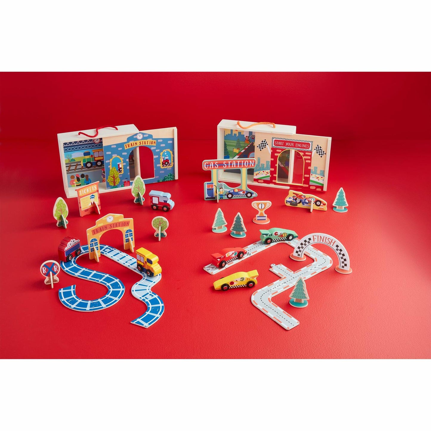 Mud Pie Children Wood Racecar Boxed Set 3.5lbs Toy Gift