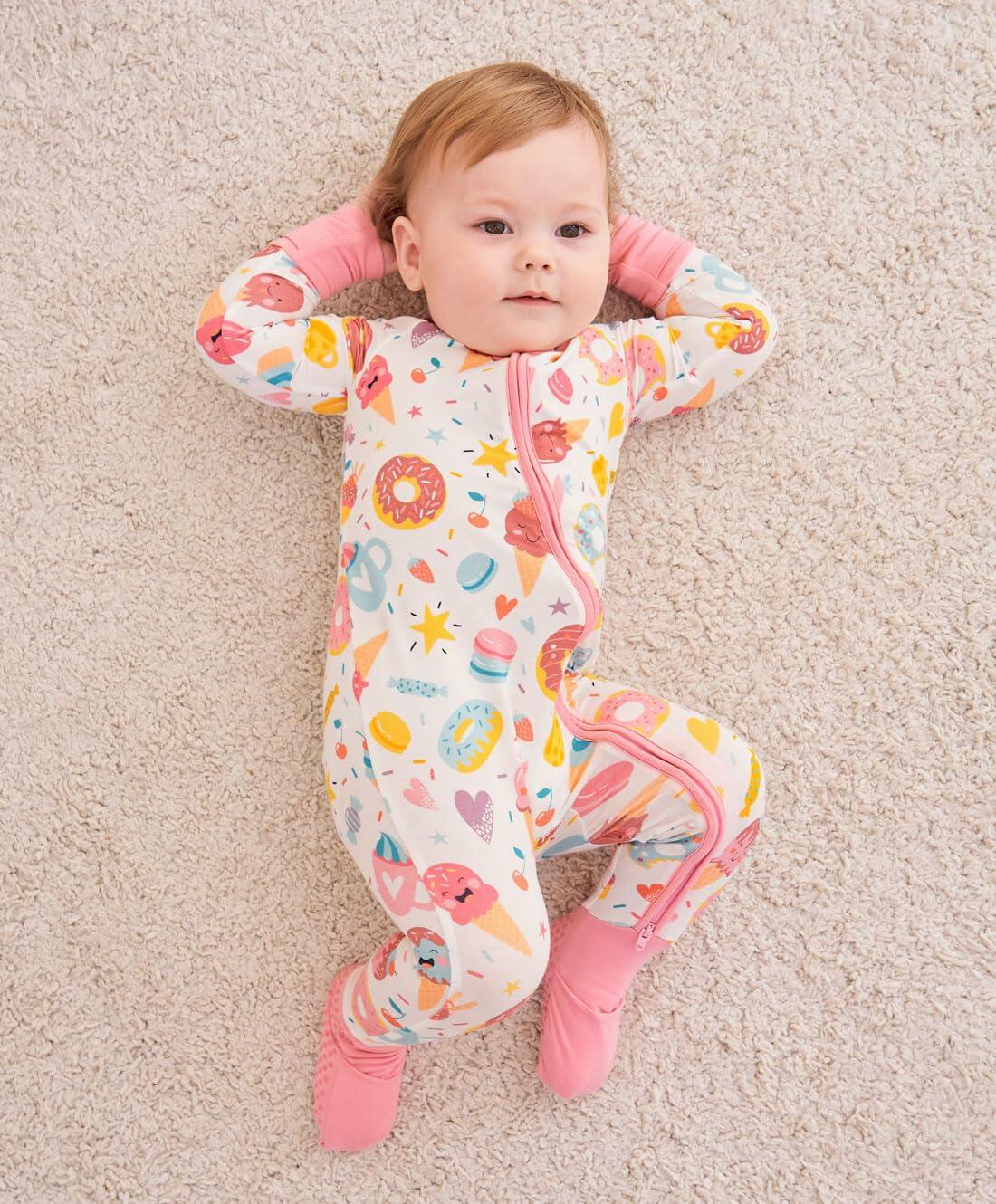 SUZEL Baby Bamboo Pajamas Footless Romper Ice Cream Size 3-6M