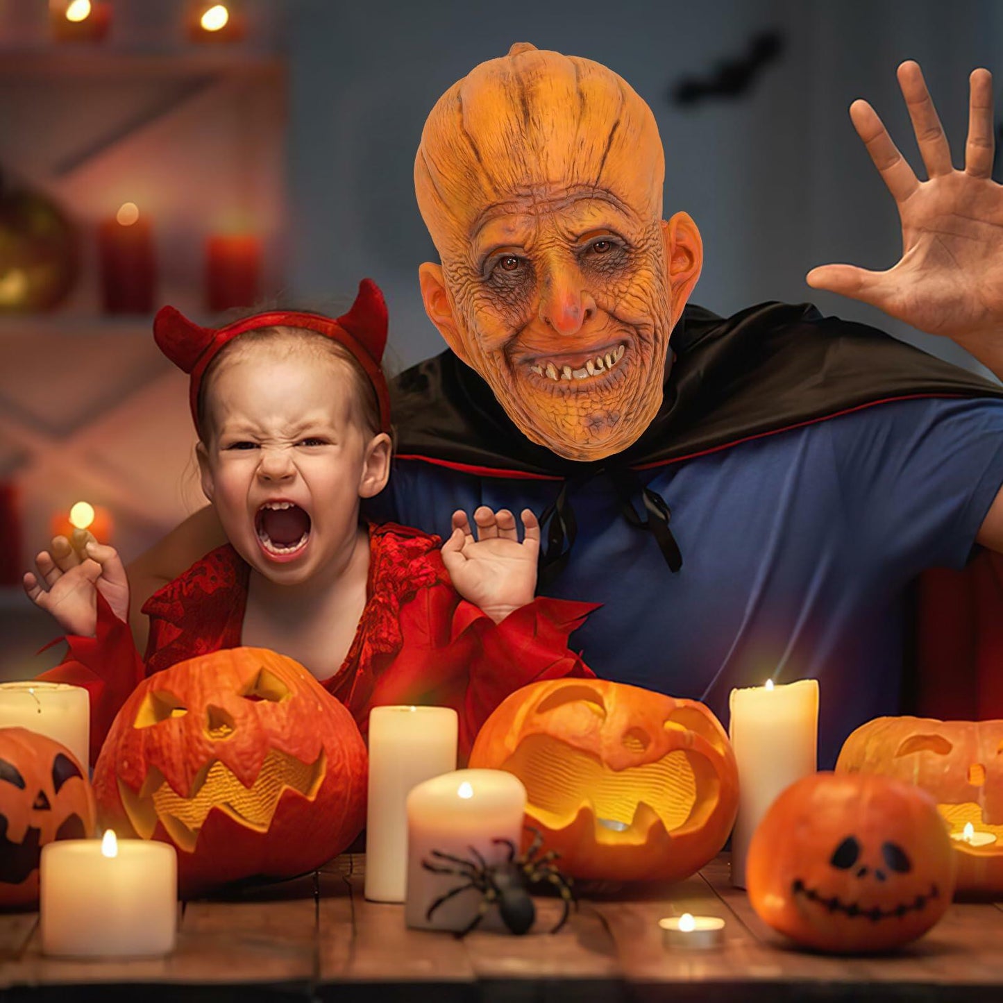 stepsin Scary Pumpkin Mask Full Head Latex Halloween Cosplay Monster