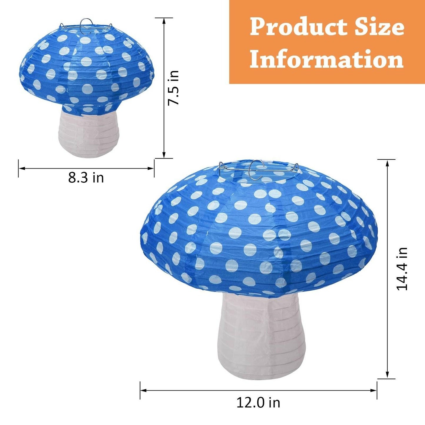 Lotus Mann 3PCS Large Navy Blue Mushroom Paper Lanterns Rustic Birthday Decor