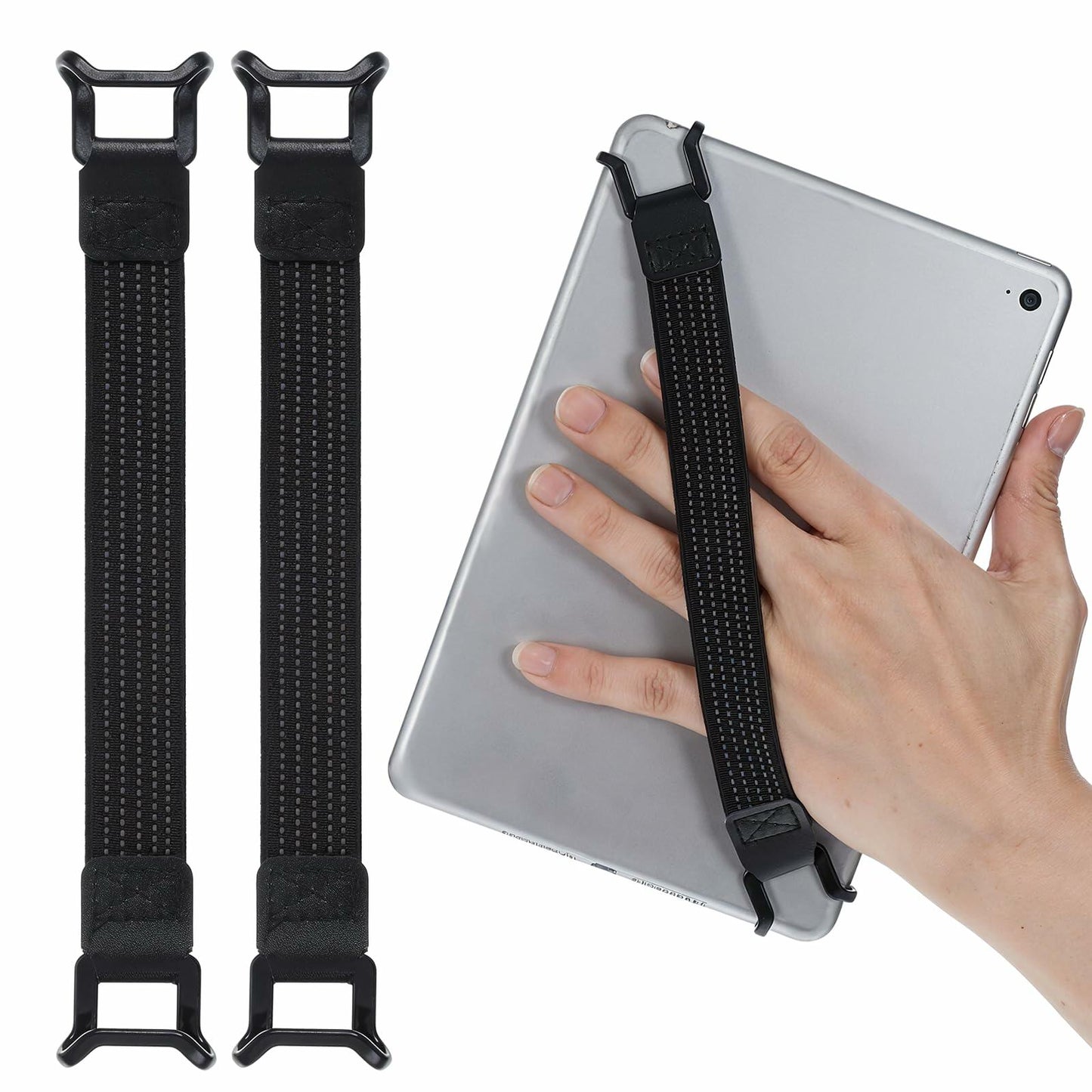 2pcs Mobile Phone Security Hand Strap Holder 7.8''-13'' Black Elastic Grip