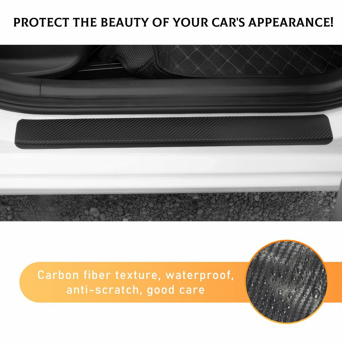 Yourkar 4PCS Car Door Sill Protector 3D Carbon Fiber Wrap Film Green