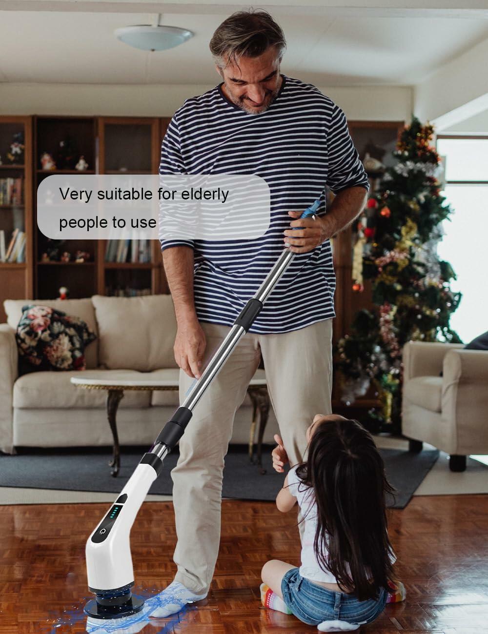 Qeffmion Electric Spin Scrubber Cordless Power Brush 7 Heads Black White