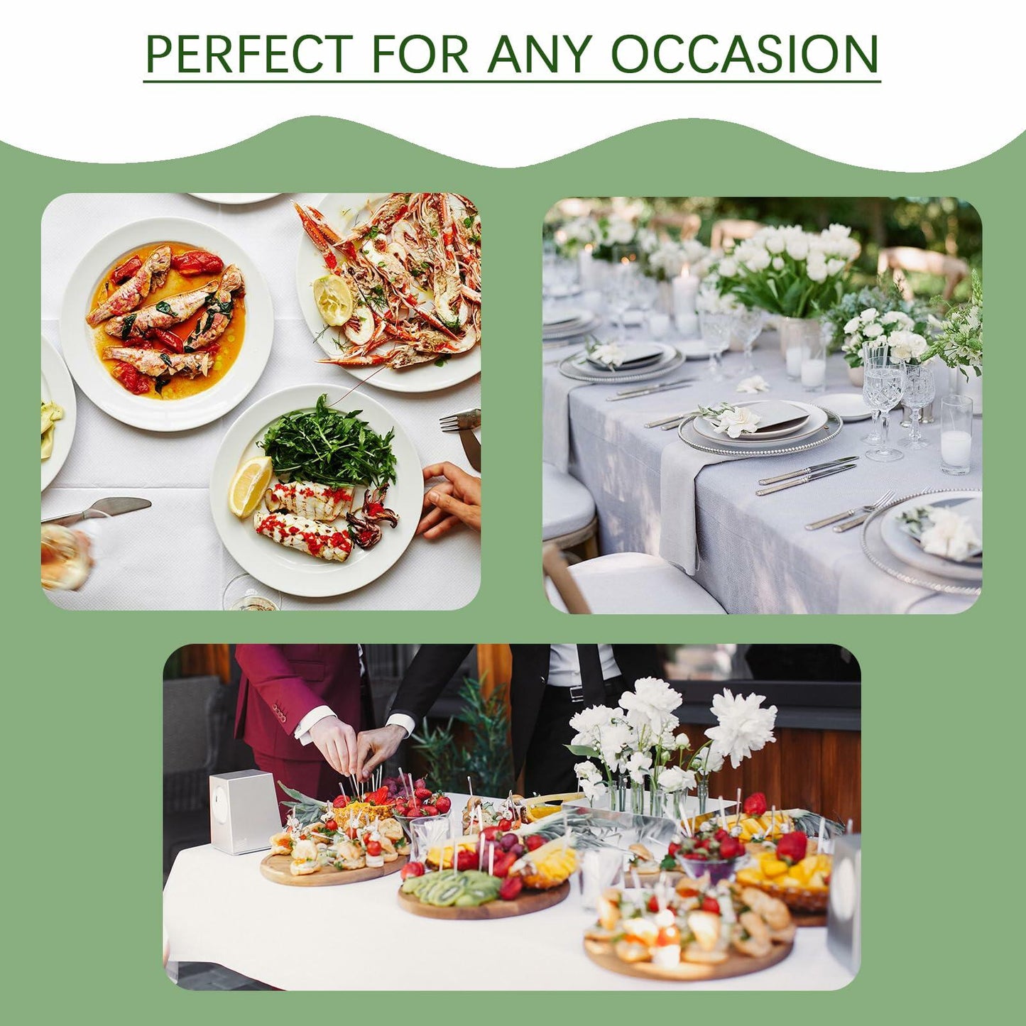 YOLCAR Disposable Tablecloths 108x54in PEVA White 2 Pack Classic Style