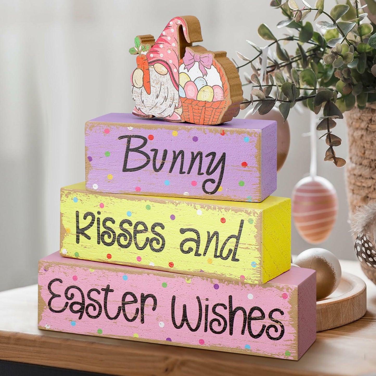 Chunful 4 Pcs Christmas Table Decor Wooden Winter Rustic Xmas Block Signs