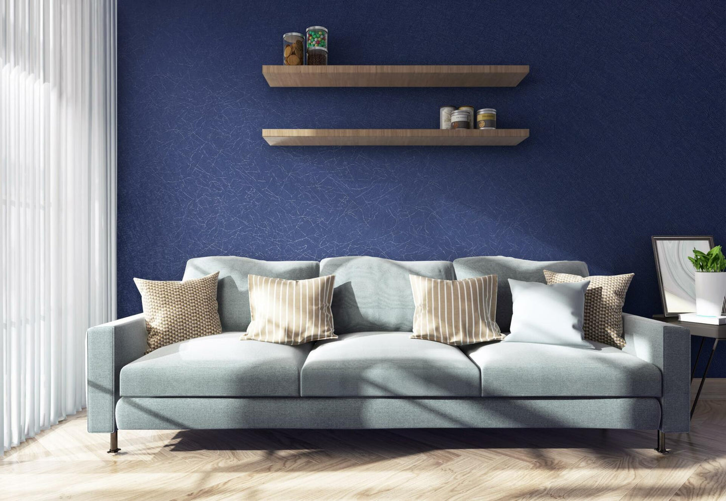Safiyya 17.3x78.7in Teal Silk Textured Peel Stick Wallpaper Vinyl Roll