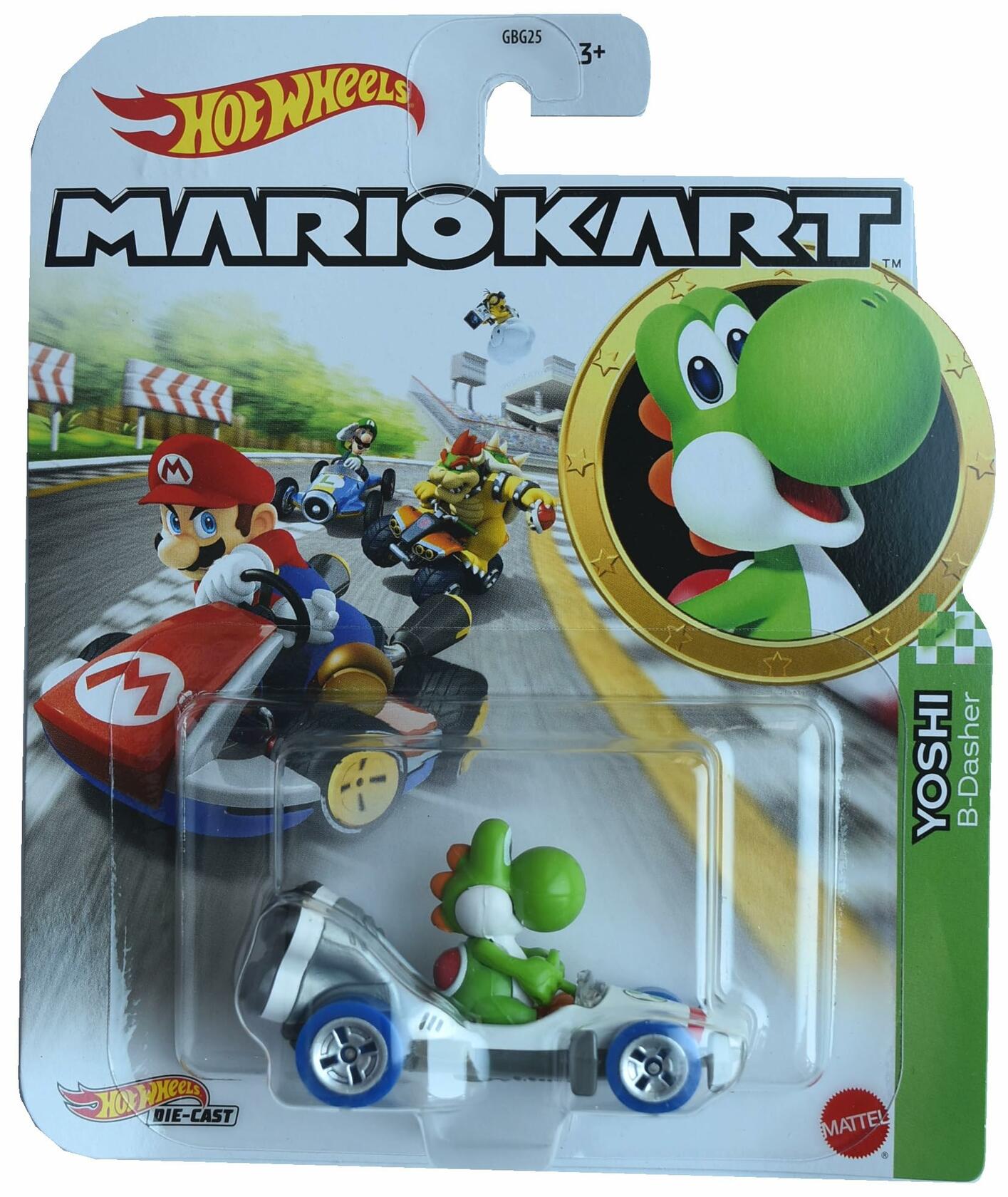 Hot Wheels Mario Kart Yoshi B-Dasher Metal Diecast Car 1:64 Scale