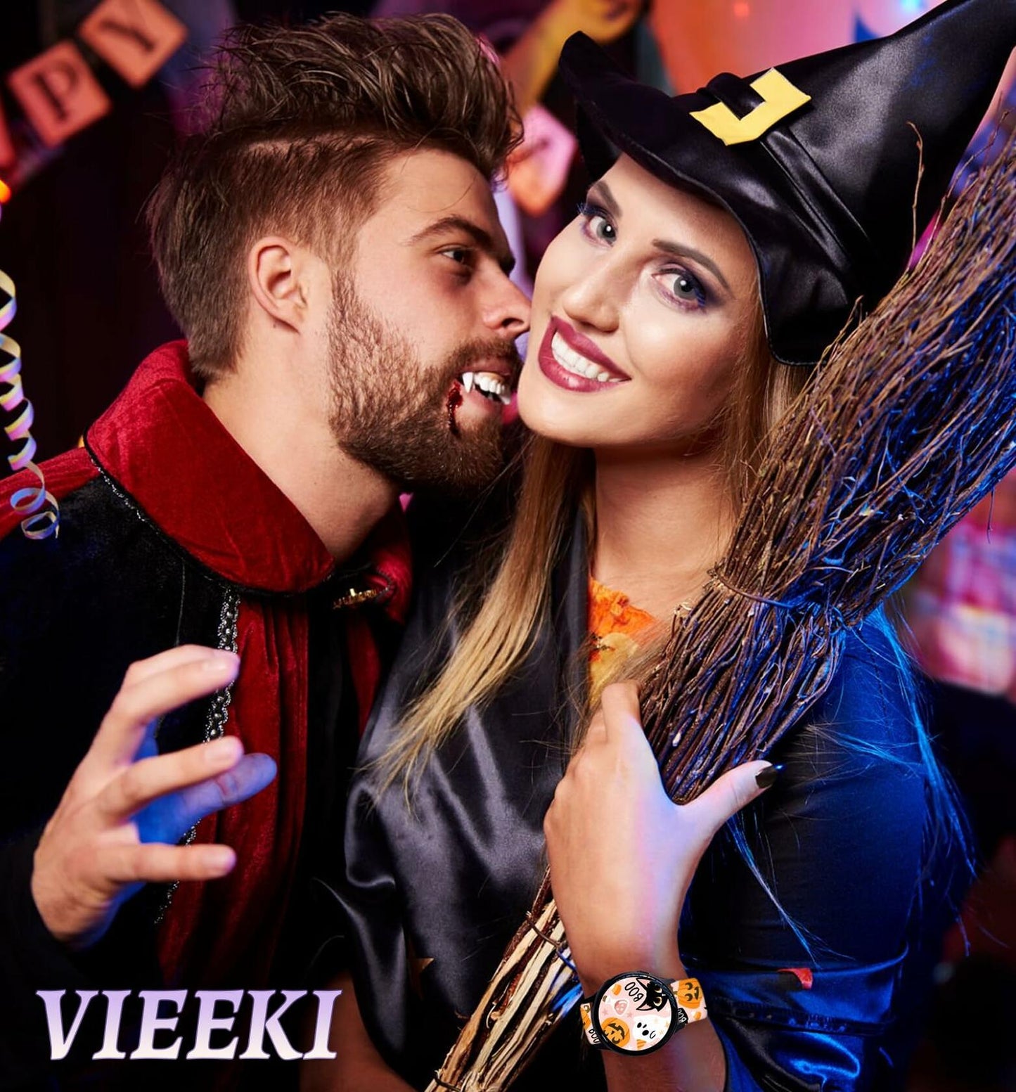Vieeki Halloween Pumpkin Silicone Watch Band Samsung Galaxy 40-46mm Pink 20mm