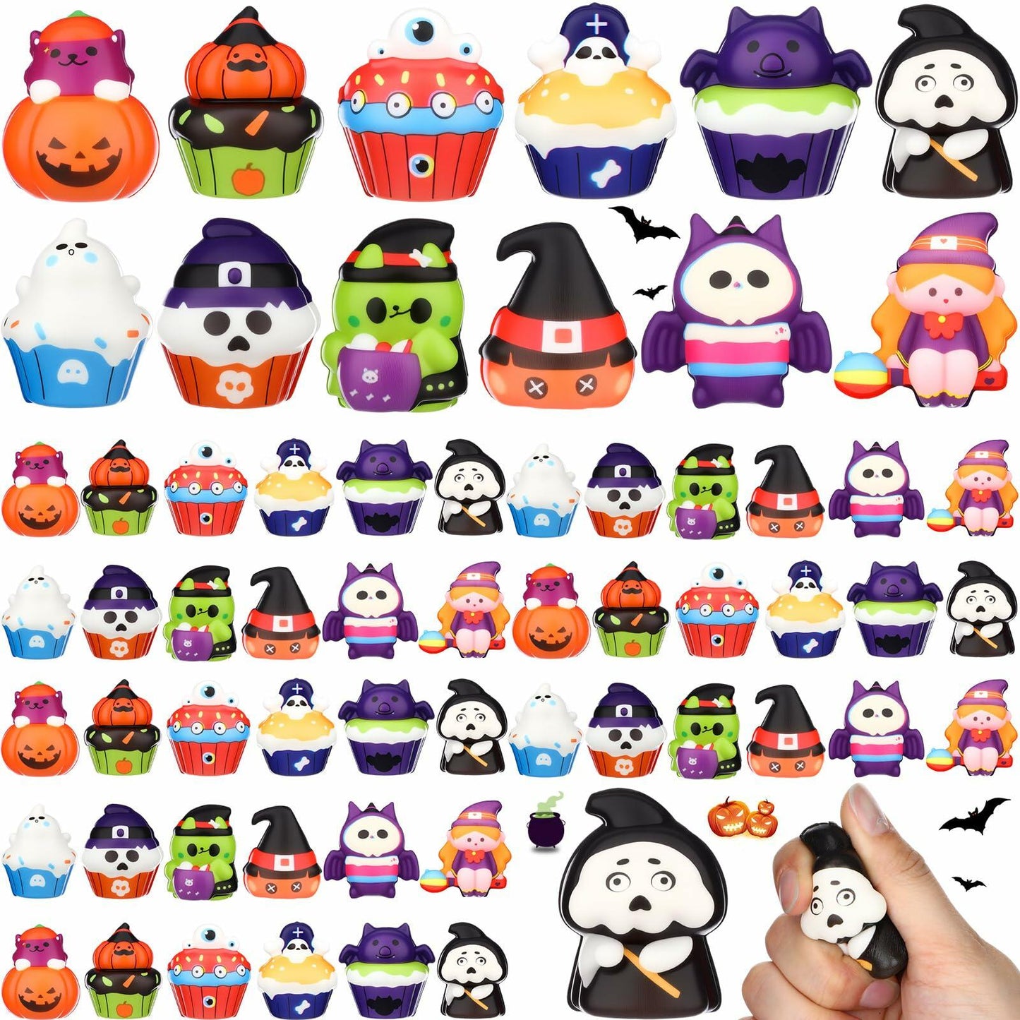 Halloscume Halloween Squeeze Toys 48 Pack Soft Slow Rising Ghost PU