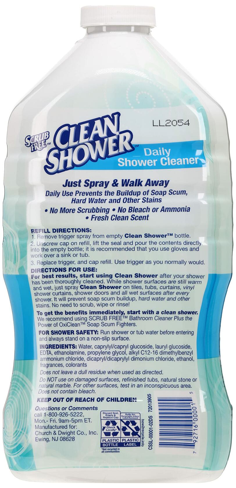 Clean Shower Daily Shower Cleaner Refill 60oz Fresh Clean Scent