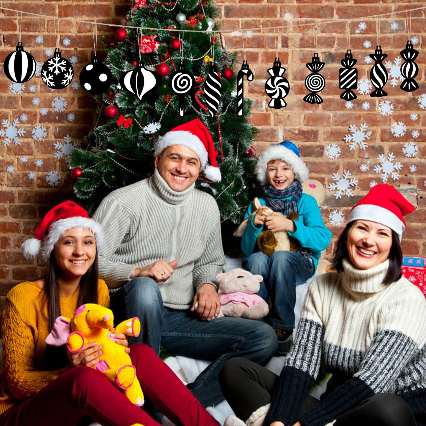 Arosche Christmas Candyland Tree Decorations 24Pcs Wooden Black Ornaments