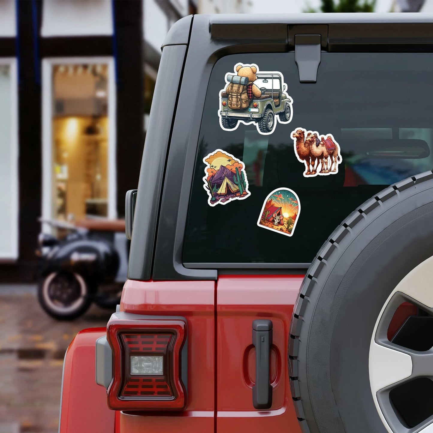BIGZORO Desert Camping Stickers Camel Cactus Waterproof Vinyl Pack 50