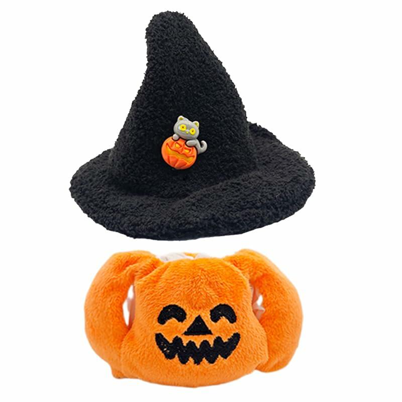 Holydeck Halloween Hat & Overalls Set Orange Black for 17cm Doll Size 17cm