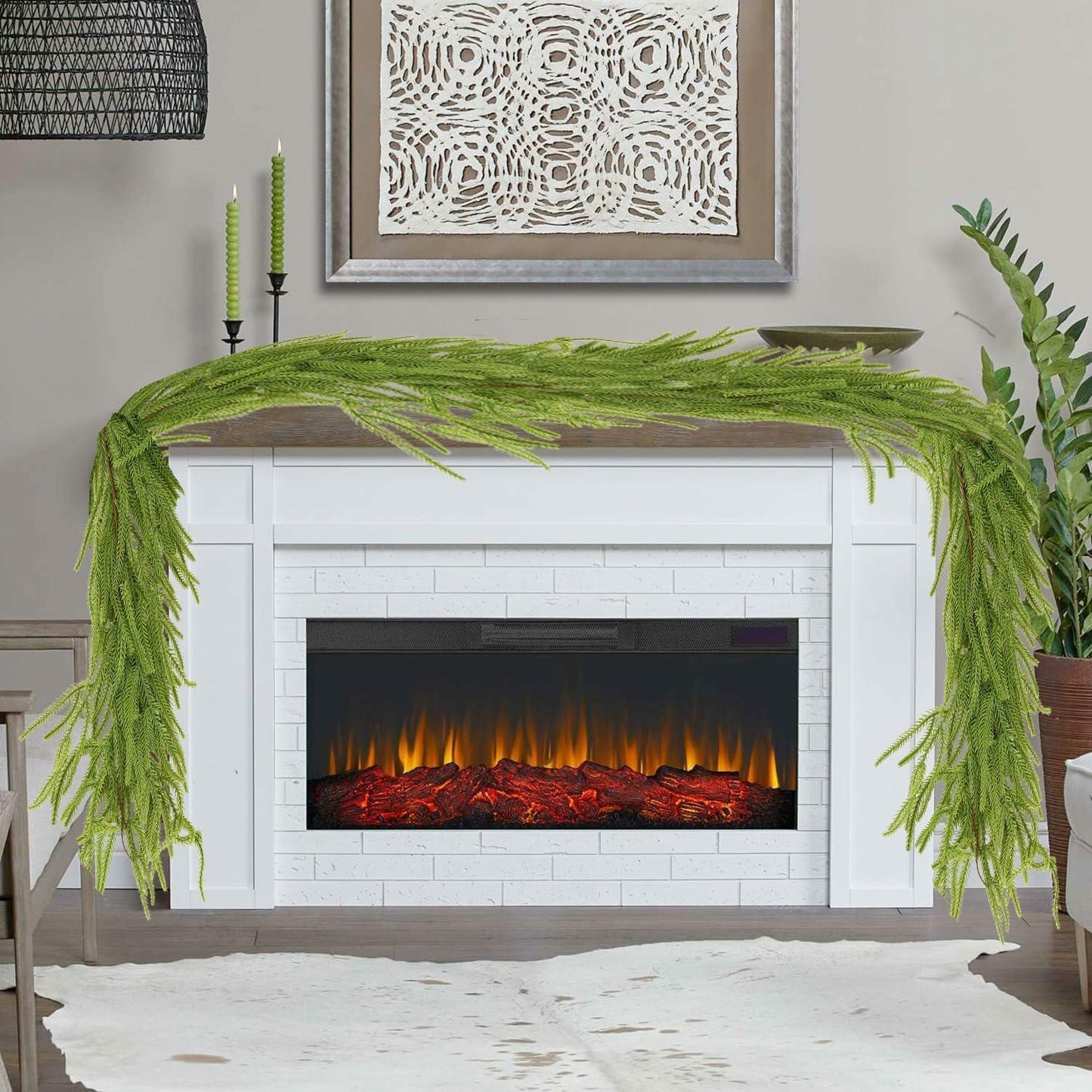 Choonshow 2PCS 6FT Norfolk Faux Pine Christmas Garland Green Decoration