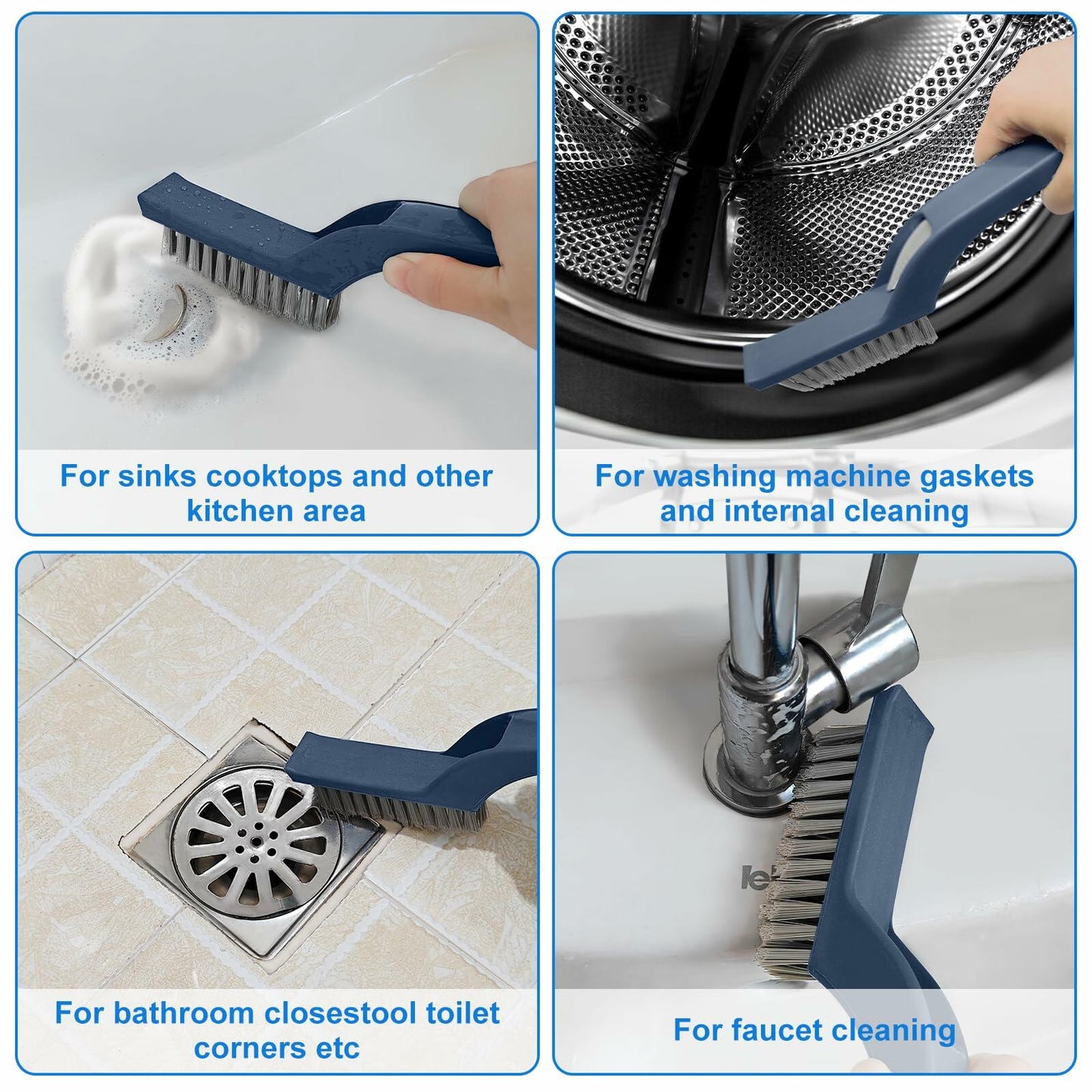 COIYINGJAUNEI Hard Bristle Stiff Cleaning Brush 2 pcs Blue White ABS