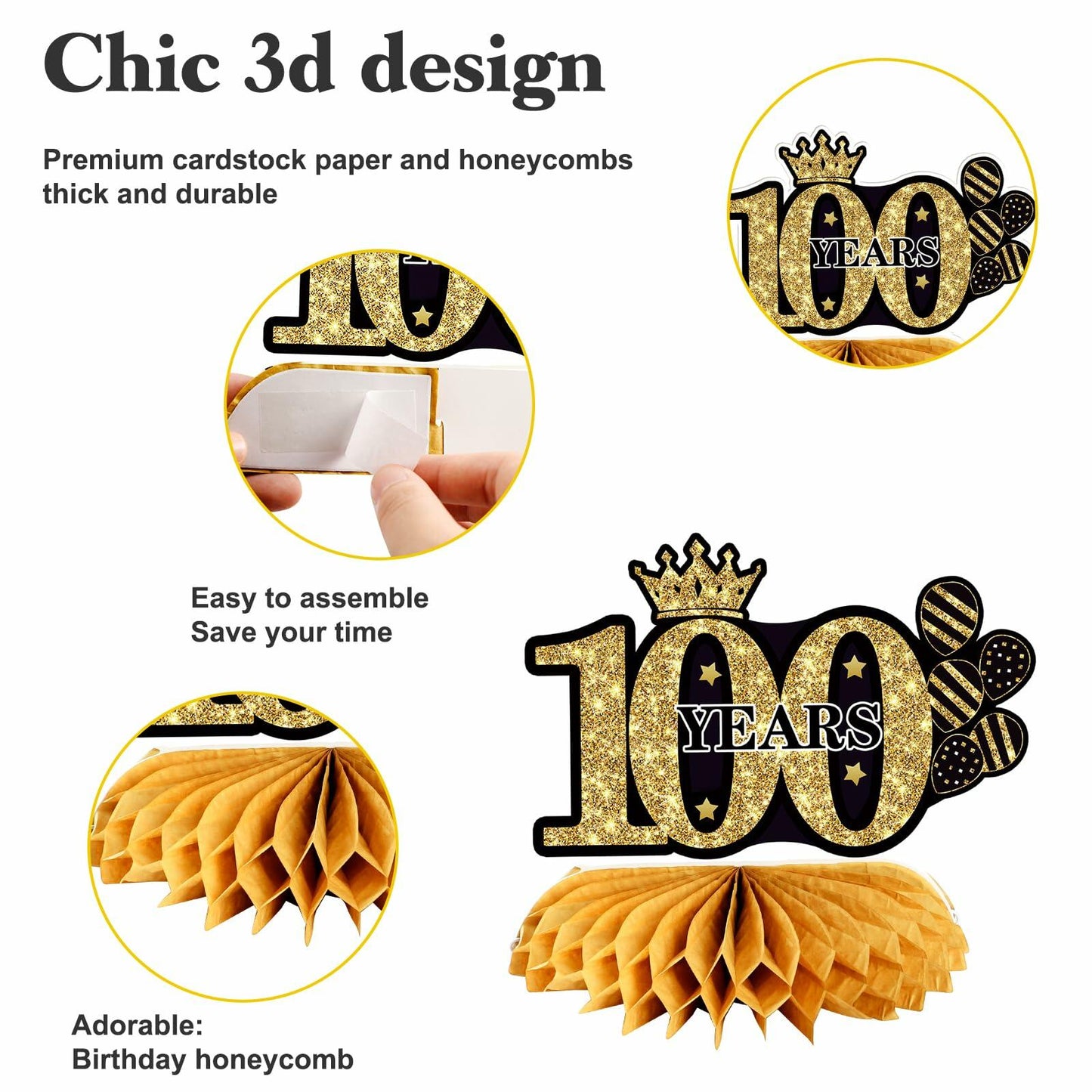 Juesly 50th Birthday Decorations 24PCS Rose Gold Banner Balloons Honeycomb