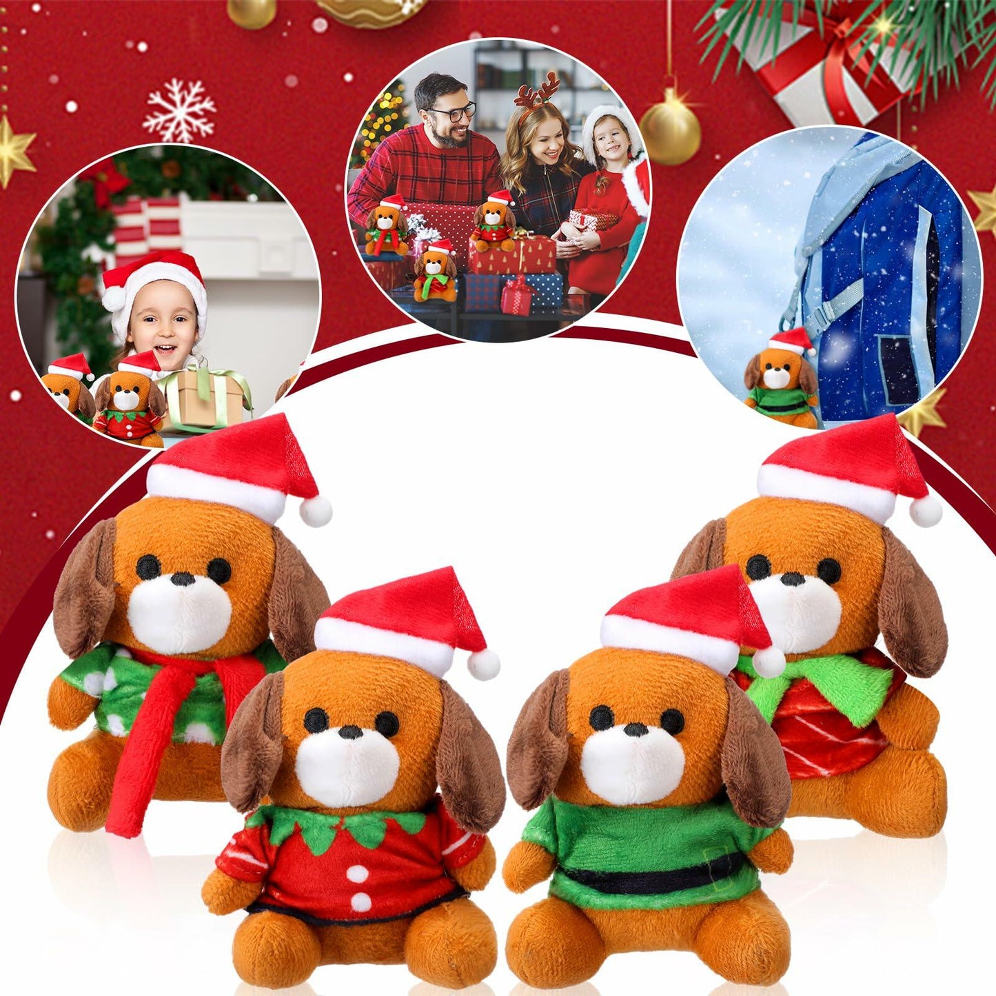 VioraWhite 16 Pack Mini Stuffed Dogs Plush Toys Colorful 4 Inches
