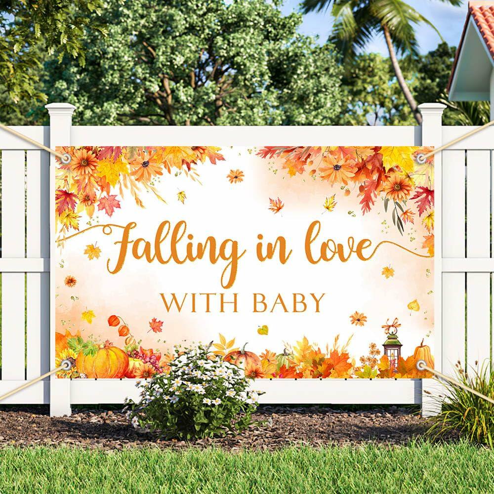 AIBIIN Baby Shower Pumpkin Backdrop Yellow 70.8x43.3 inch Fall Decor