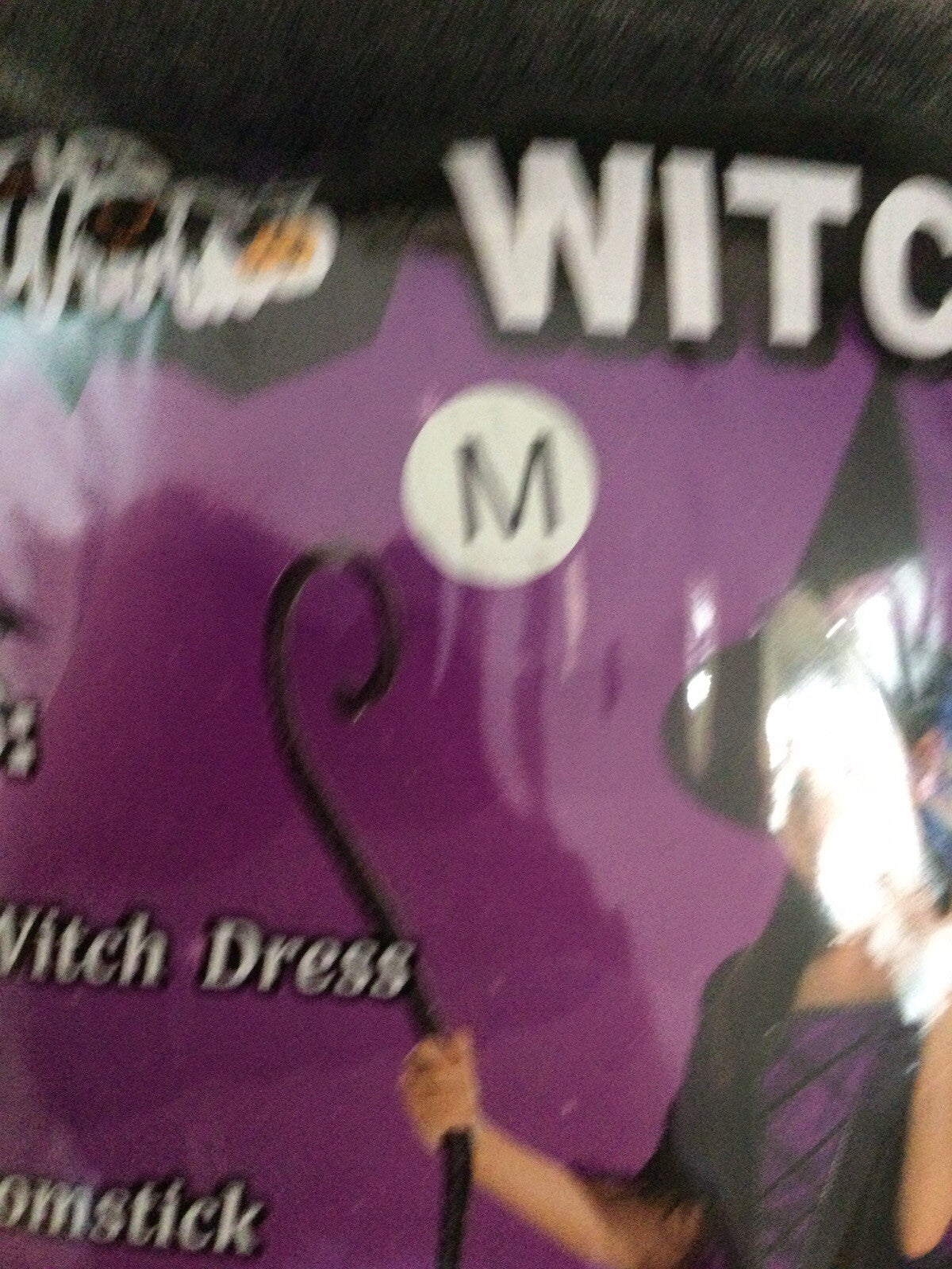 Poshetion Light-Up Witch Costume Dress Hat Broom Size M Child Medium