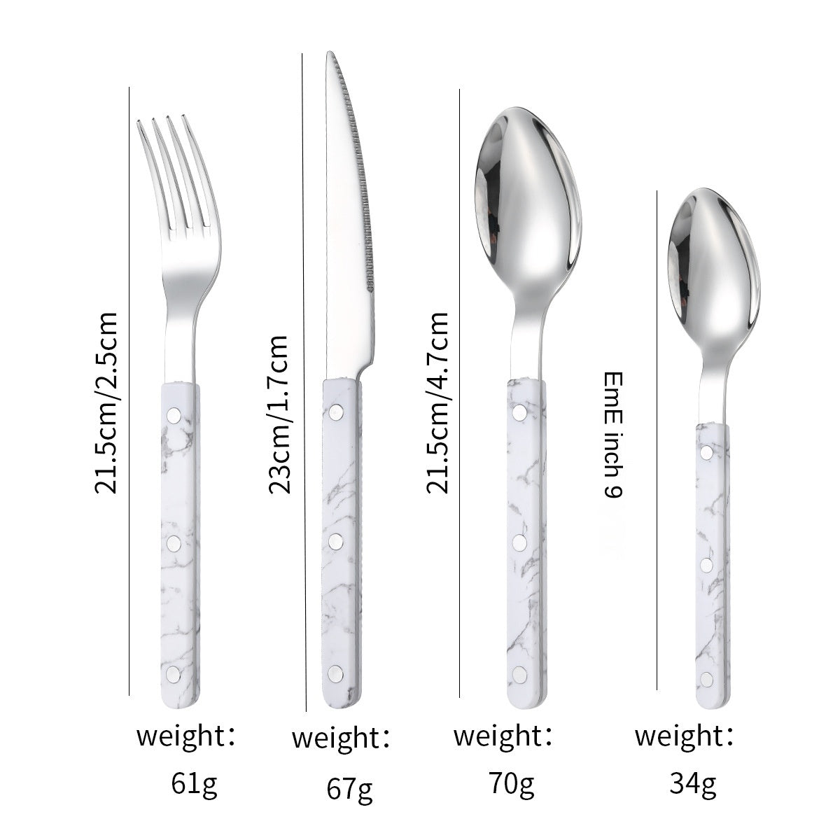 French Rivet ABS Handle Hotel Western Tableware Steak Knife Butter Knife Set