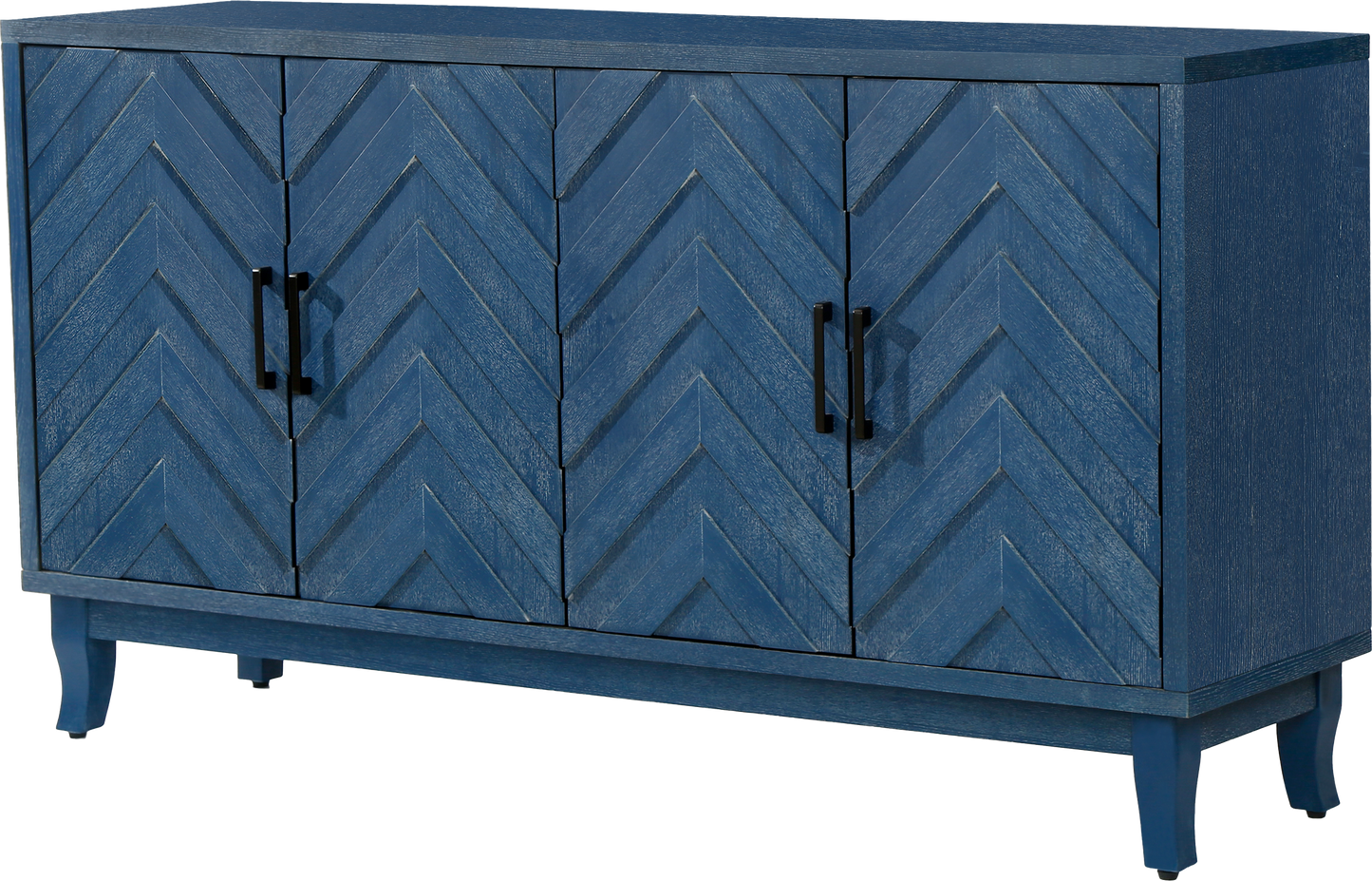Stronger Vintage Style Buffet Cabinet Lacquered Accent Storage 4 Door Wooden