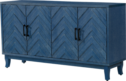 Stronger Vintage Style Buffet Cabinet Lacquered Accent Storage 4 Door Wooden