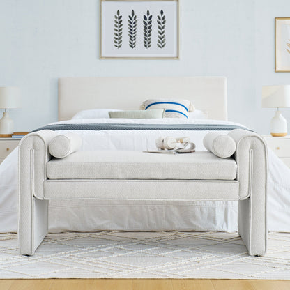 Bedroom storage stool, linen storage stool, large storage space, 50.39 inches white