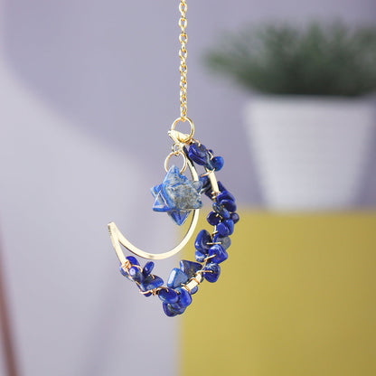 Natural crystal broken stone moon pendant Melkaba DIY woven wind chime pendant decoration crystal ornament gift
