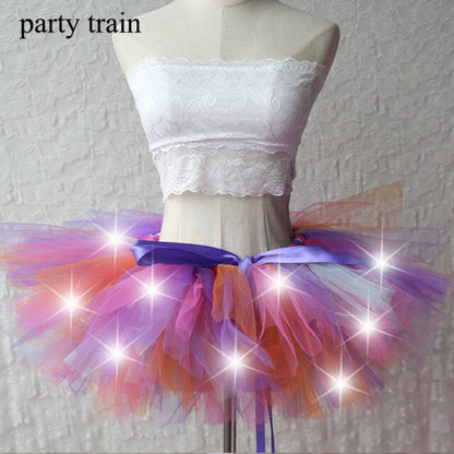 Arrival Women Tulle Tutu Skirt Sexy Mini Fancy Adult Petticoat Fluffy Yarn Ballet Dance Halloween Led Light Up