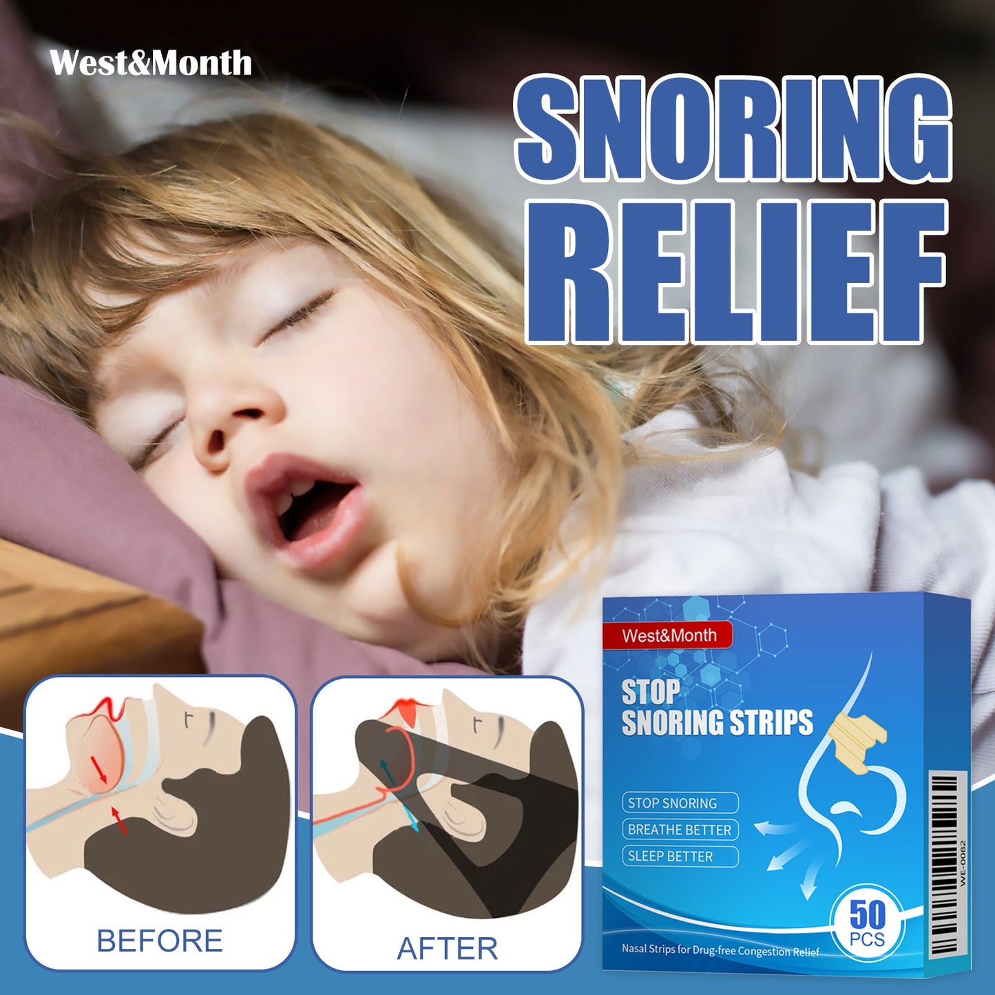 Stop Snoring Strips, Anti-snoring Dredging Respiratory Tract Anti-snoring Stop Patch Care
