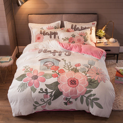 Four-piece Velvet Bedding Set Warm Milk Velvet