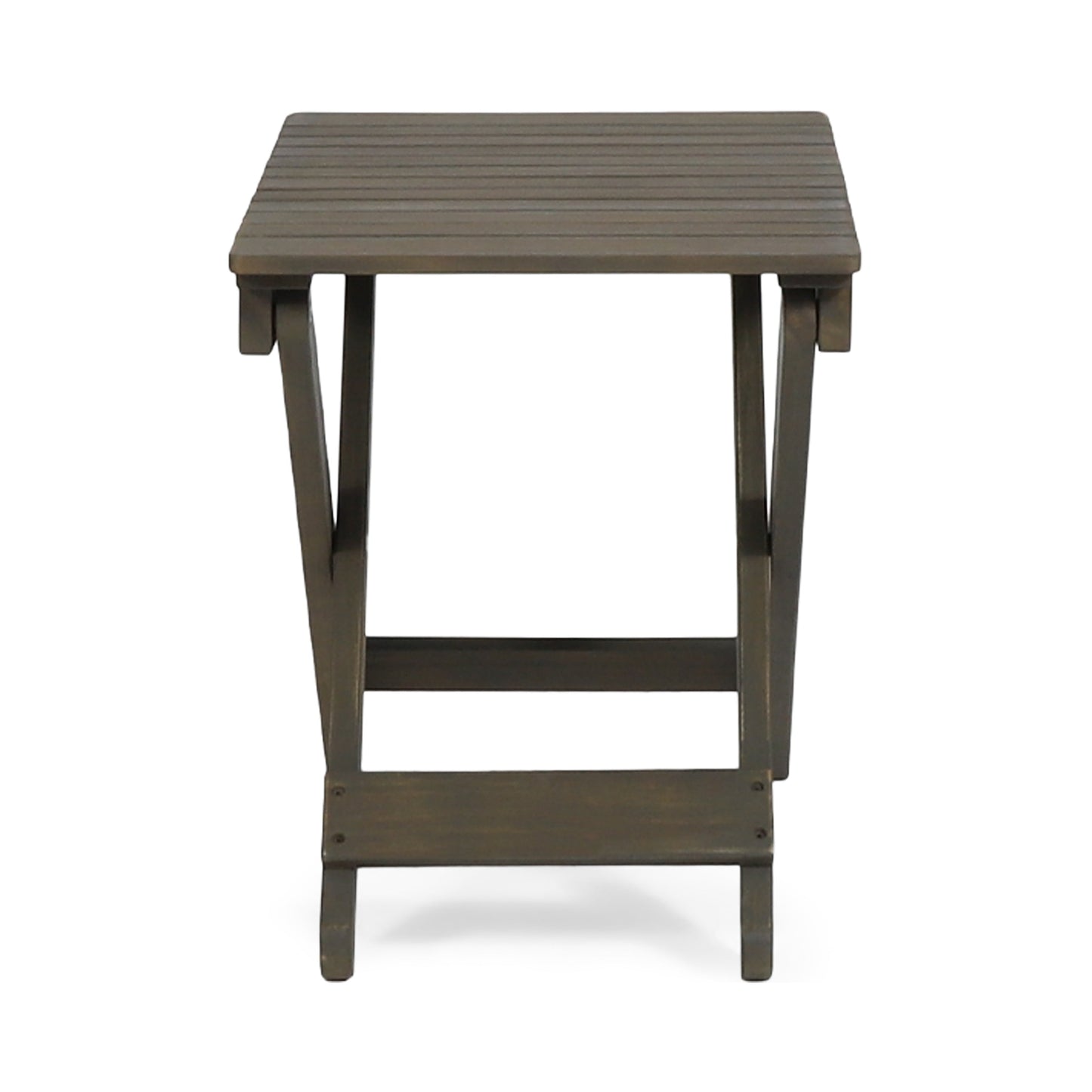 Outdoor Folding Wooden Side Table, Gray, 15"D x 22.75"W x 18.25"H