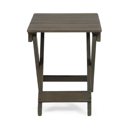 Outdoor Folding Wooden Side Table, Gray, 15"D x 22.75"W x 18.25"H