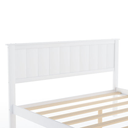 Full Size Platform Bed with Under-bed Drawers White