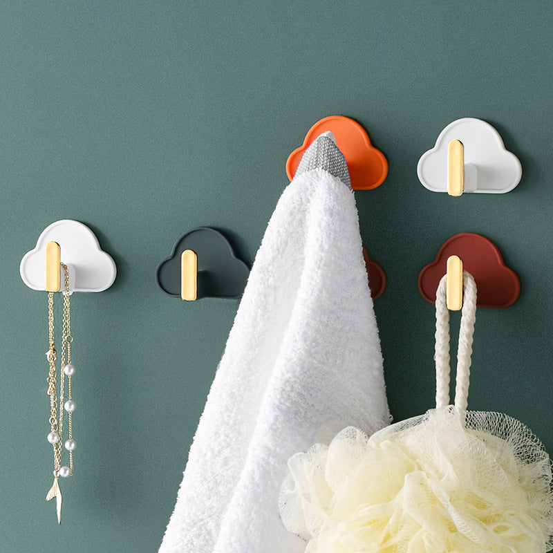 Light Luxury Paste Cloud Sticky Hook Strong Viscose Punch-Free Hook Wall Hanging Traceless Hook Key Hook 4pcs