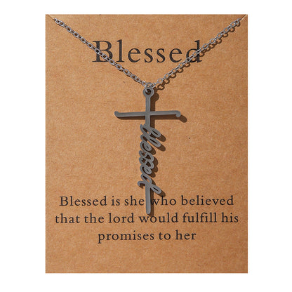 Faith Religious Gift Stainless Steel Cross Collarbone Chain Sweater Chain
