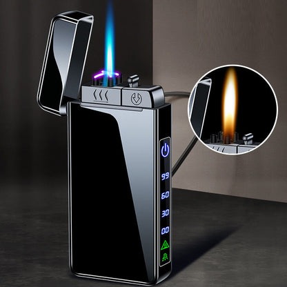Gas electric triple fire metal windproof inflatable charging lighter personalized and creative trendy gift for boyfriend