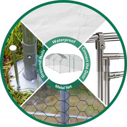 Large dome shaped walk-in fence cage metal chicken coop with waterproof and UV resistant cover, pipe diameter 1 inch