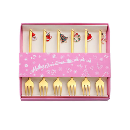 Christmas gift tableware stainless steel coffee spoon dessert spoon fork set