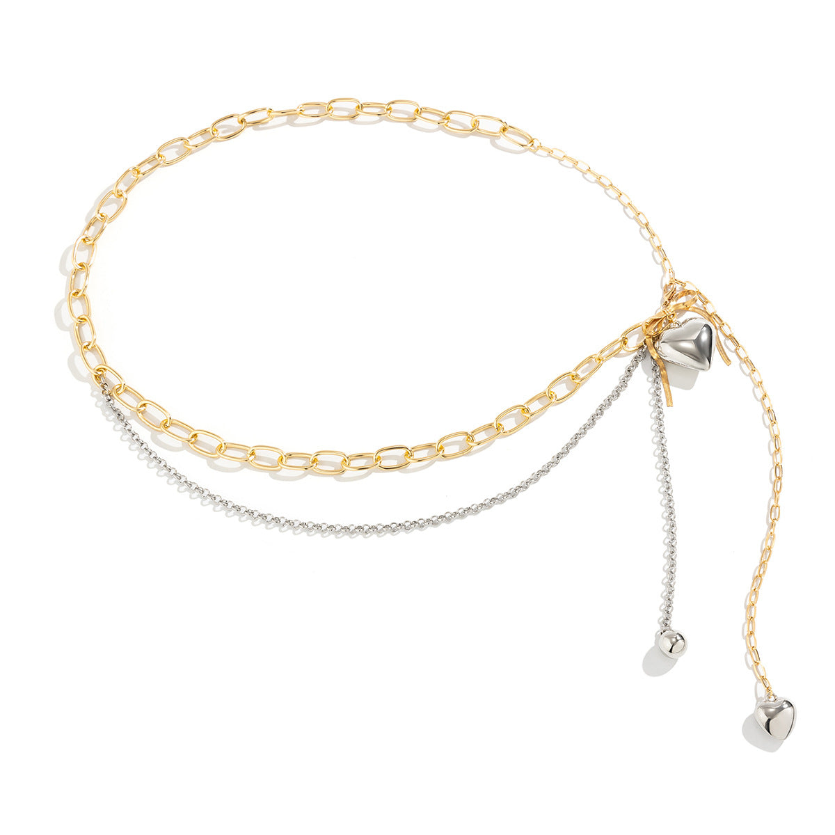 Ins style double-layer pearl retro love bow tassel Waist chain