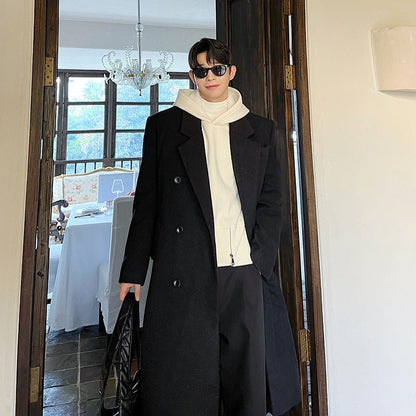 Double Breasted Temperament Woolen Coat Two Colors