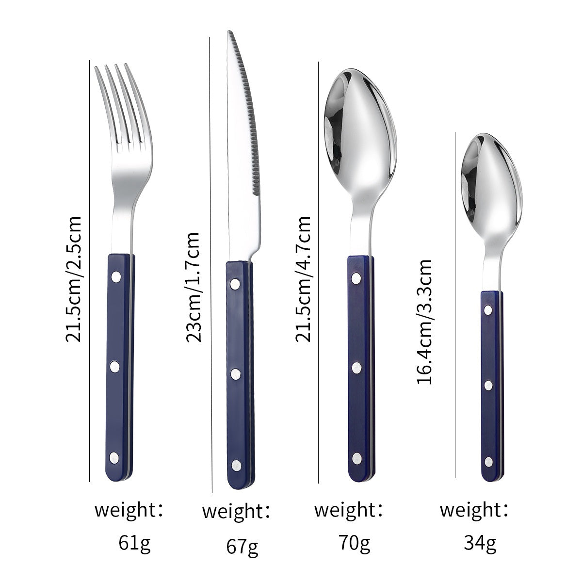 French Rivet ABS Handle Hotel Western Tableware Steak Knife Butter Knife Set